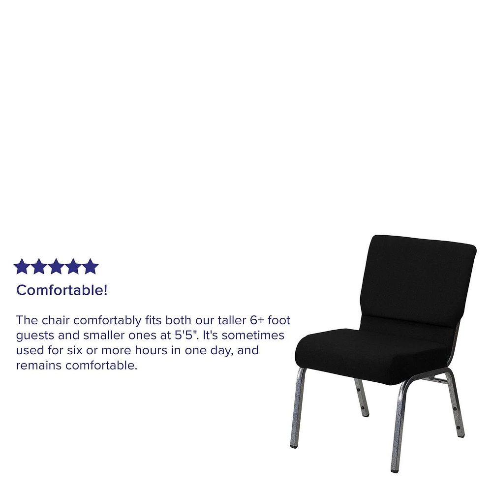 Flash Furniture Hercules Series 21''W Stacking Church Chair in Black Fabric