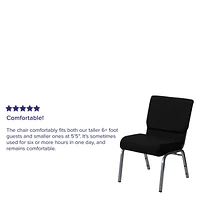 Flash Furniture Hercules Series 21''W Stacking Church Chair in Black Fabric