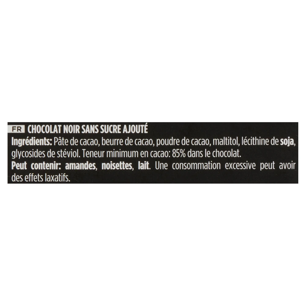 Chocolat Valor 85% Cacao Sans Sucre Ajouté 100g