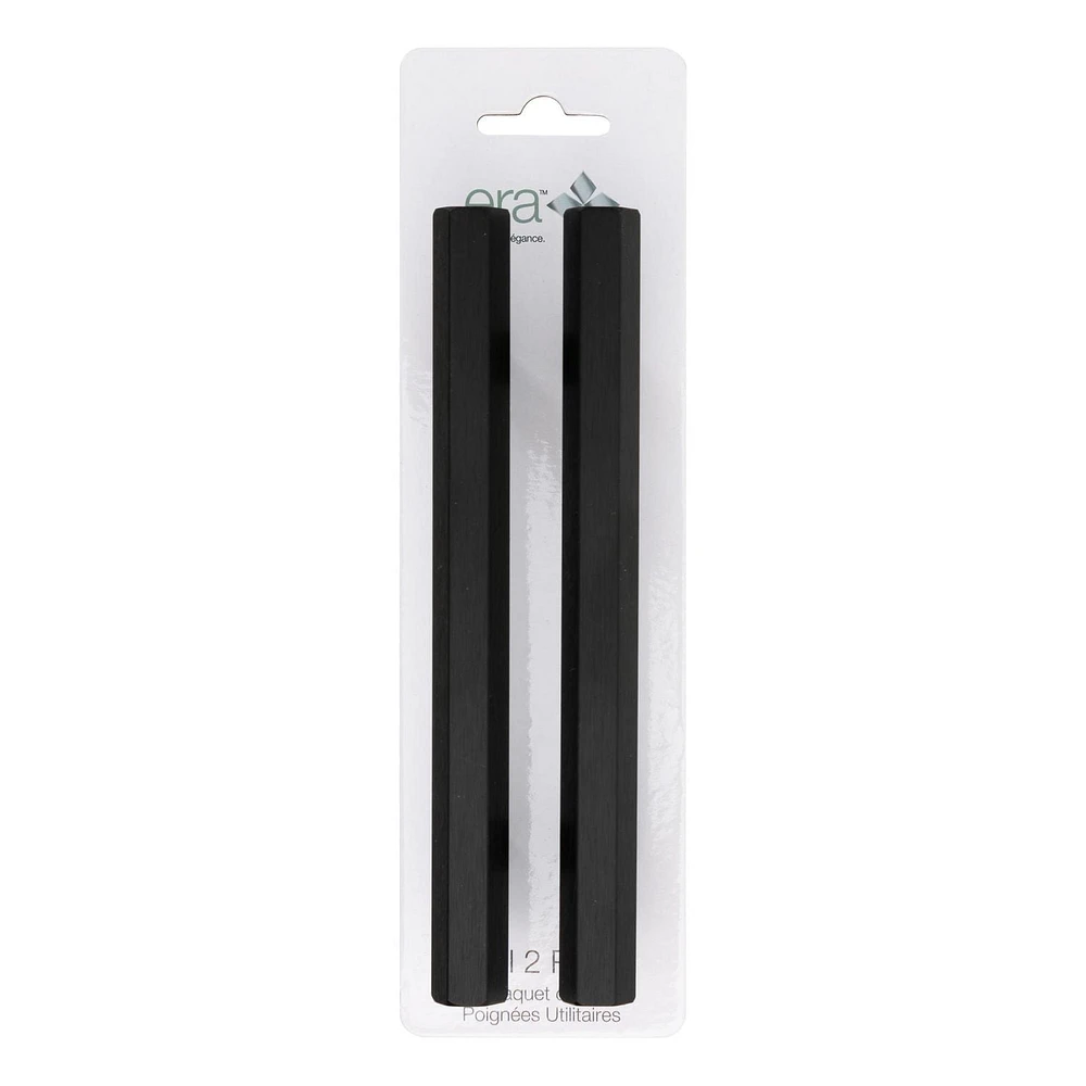 Era Hexagone Paquet de 2 Poignée Noire Brossée 5.90 x 0.47 x 1.30 po.
