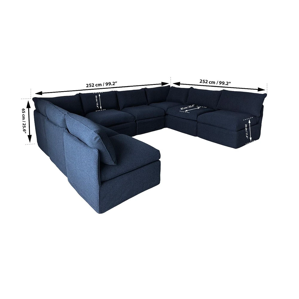 Ensemble de canapés modulaires Flexiform en forme de U de Patioflare, bleu