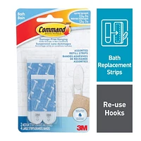 Command® Bath Refill Strips BATH22-EF, Assorted, Blue, Water-Resistant, 2 Medium Strips, 4 Large Strips, Command® Strips BATH22-EF