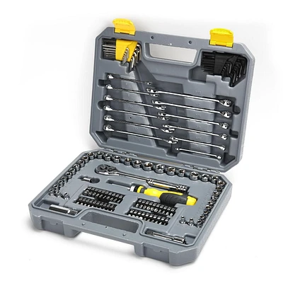 WorkPro Mechanics Tool Set - 121 Piece, 1/4" & 3/8" Drive reversible