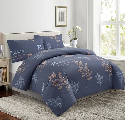 Ensemble de literie Marina Décoration ultra douce, soyeuse et riche en rayonne de bambou imprimée, toutes saisons, housse de couette, drap-housse, avec fermeture éclair et lien d'angle, motif floral r