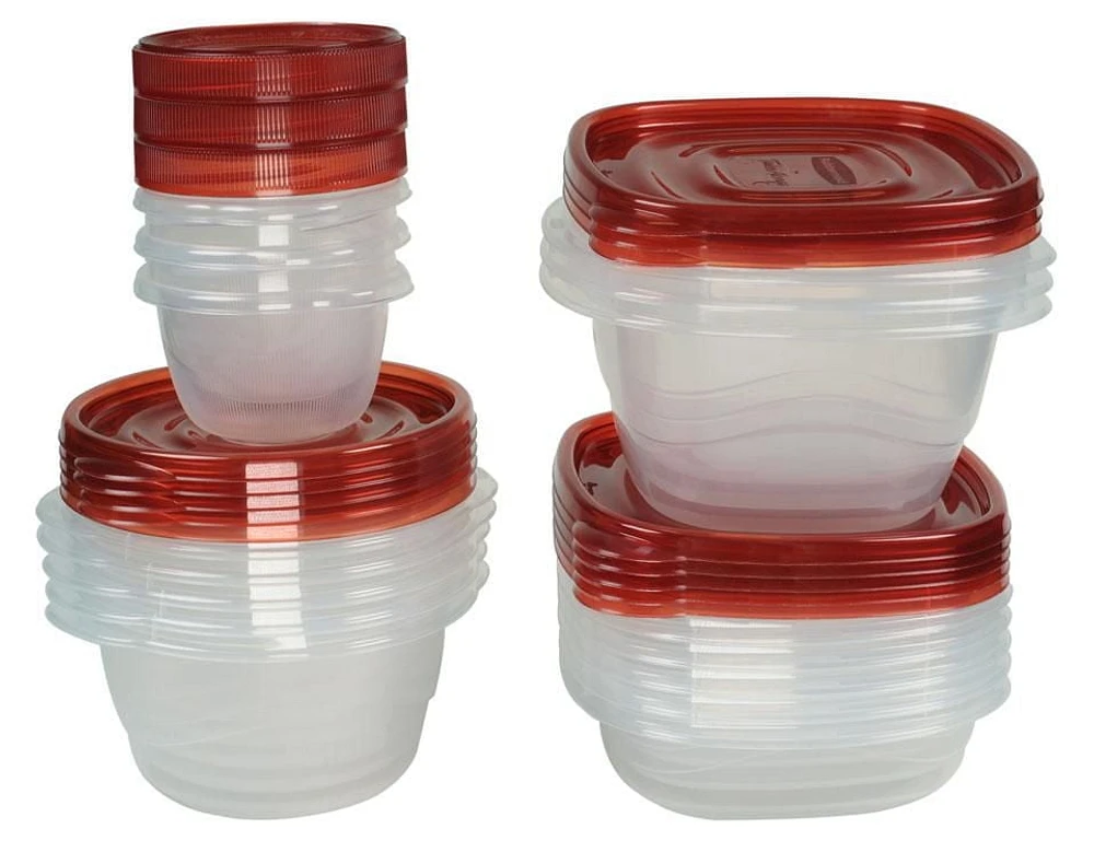 Rubbermaid TakeAlongs Food Storage Containers, 32-Piece Set, Racer Red