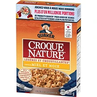 Quaker Céréales granola Croque Nature Légères et croustillantes Saveur Miel et noix 400g