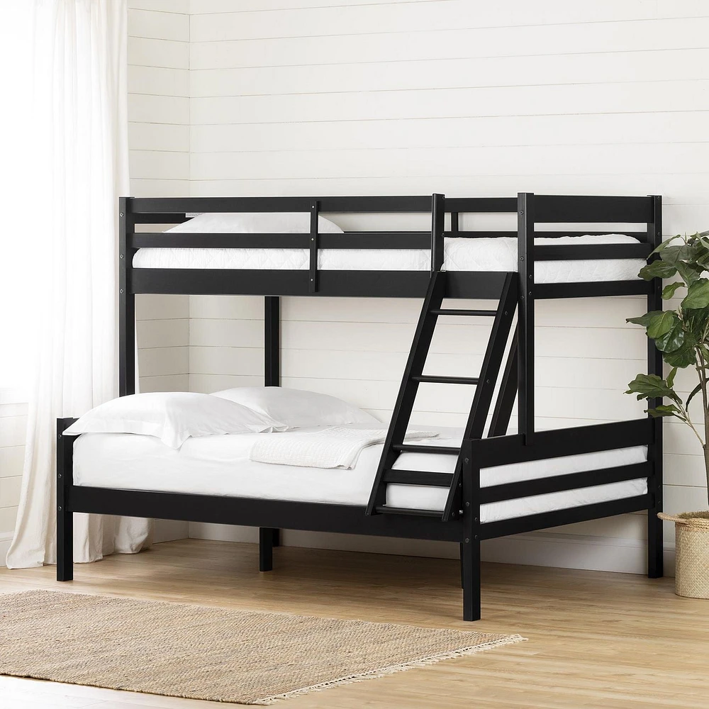 Meubles South Shore Fakto Lits superposés en bois massif Noir mat