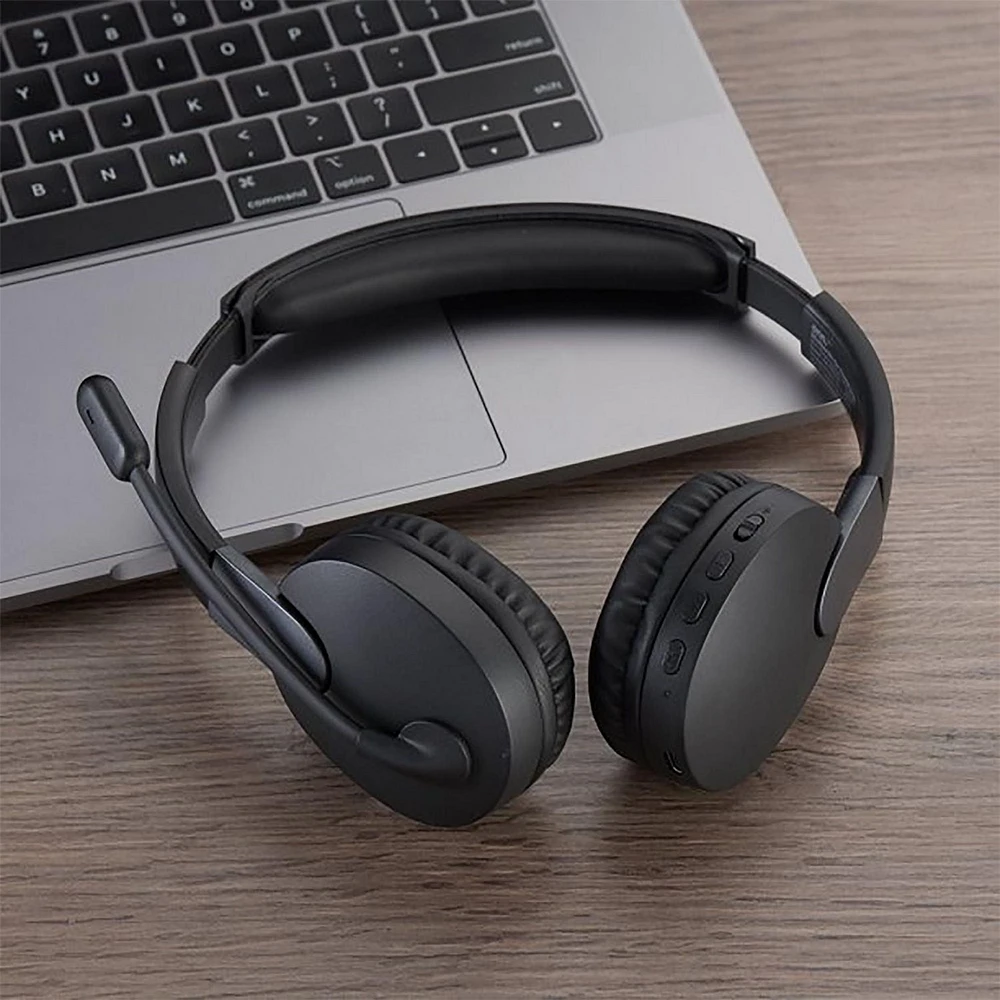 onn. Bluetooth Wireless On-Ear PC Headset with Rotating Boom Microphone, Up To 50 Hours Playtime