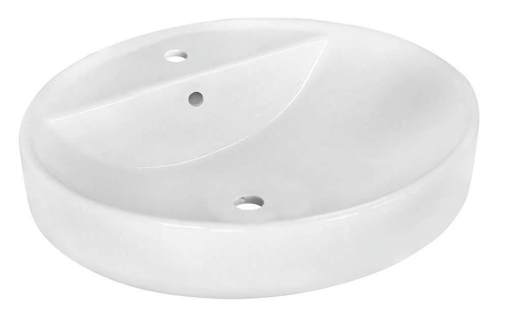 American Imaginations -in. W Above Counter White Bathroom Vessel Sink For 3H4-in. Center Drilling AI