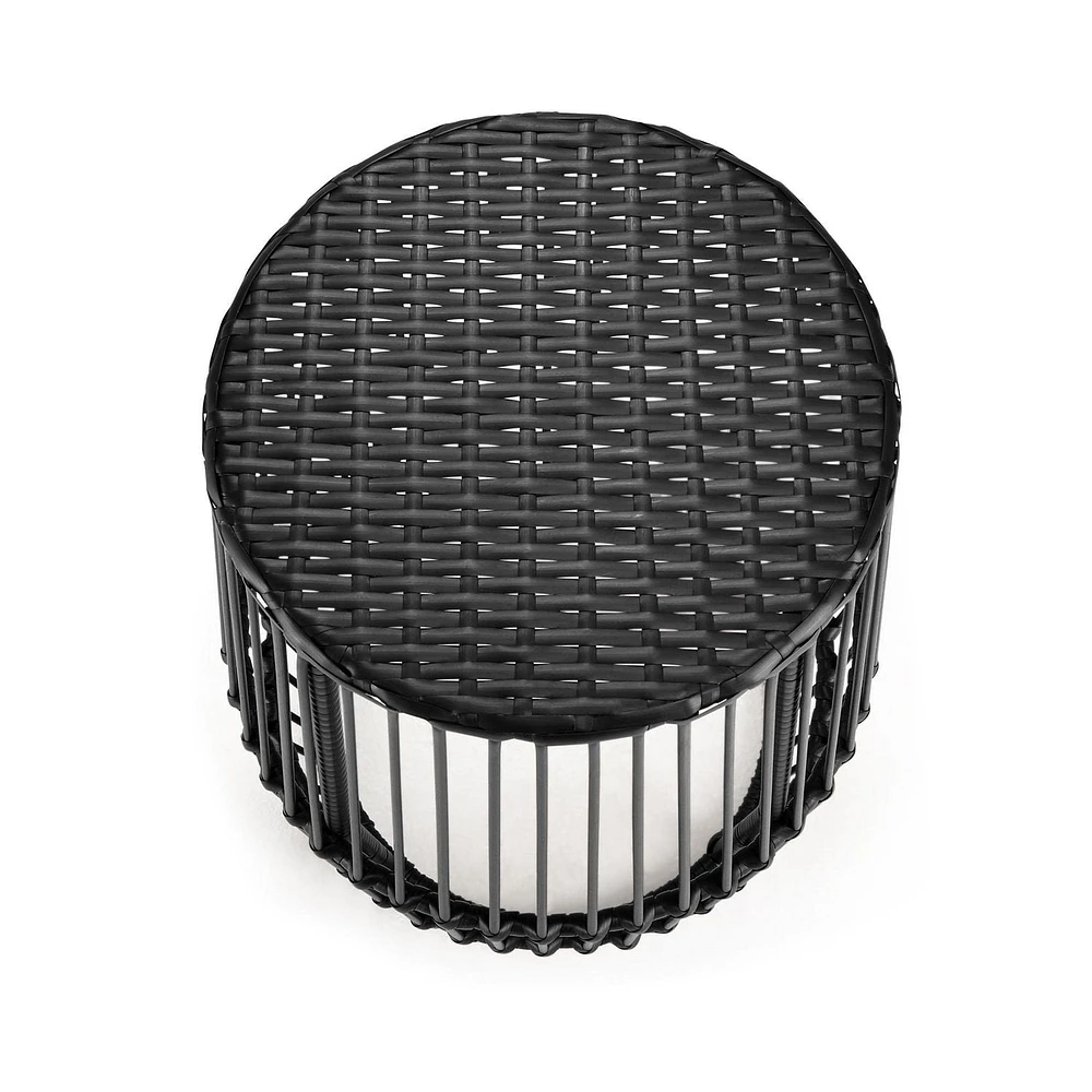 Table d’appoint en osier pour patio HOMETRENDS – Noir Antirouille, tous les temps