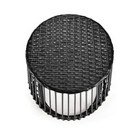 Table d’appoint en osier pour patio HOMETRENDS – Noir Antirouille, tous les temps