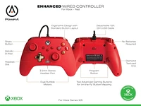 Manette câblée PowerA améliorée pour Xbox – Rouge; manette de jeu, manette de jeu vidéo câblée, manette de jeu, jeux, Xbox Series X|S Xbox Series X|S