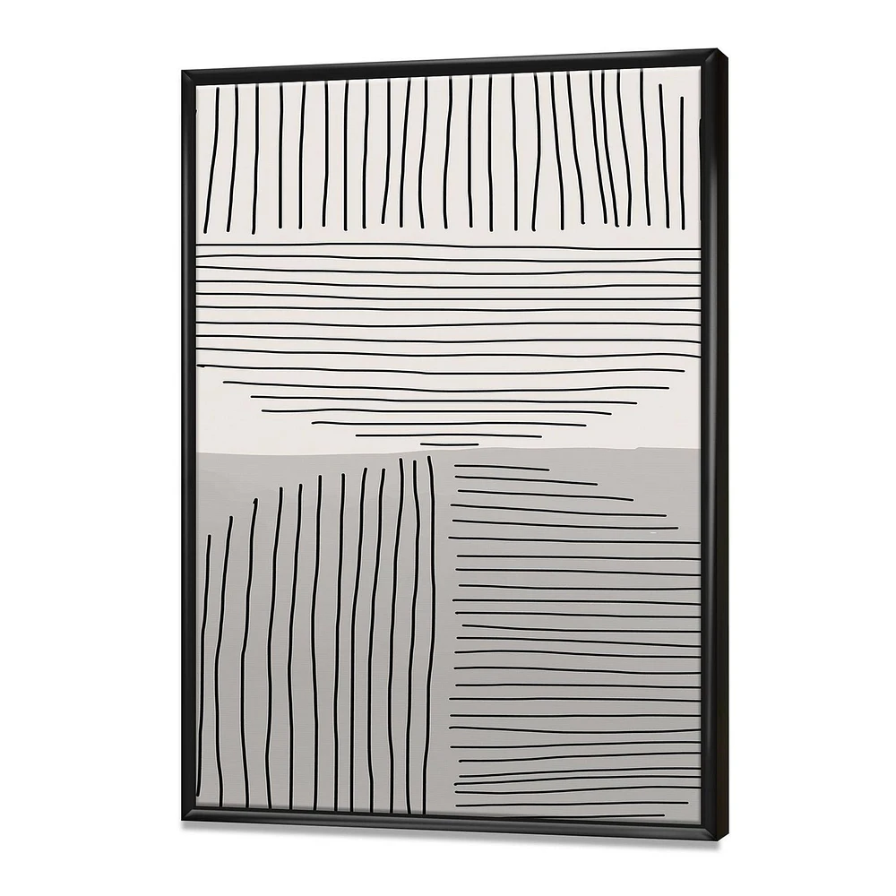 Designart Lignes géométriques minimales et cercle VI ART MURAL À CADRE FLOTTÉ