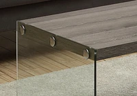 Monarch Specialties Coffee Table, Accent, Cocktail, Rectangular, Living Room, 44"l, Tempered Glass, Laminate, Brown, Clear, Contemporary, Modern