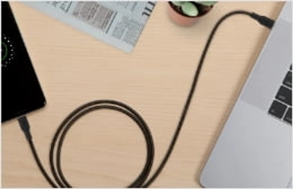 Câble USB-C vers USB-C Belkin, câble d’alimentation tressé BoostCharge (3 m/10 pi), câble de chargement rapide Power Delivery 100 W, certifié USB-IF pour iPhone 16, MacBook, Chrome BELKIN CÂBLE C-C BEL 3M NOIR