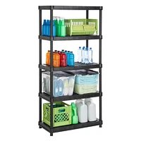 Ramtuff  5-Levels Plastic Shelving System 18'' x 36'' x 73", 5-Level resin Shelving