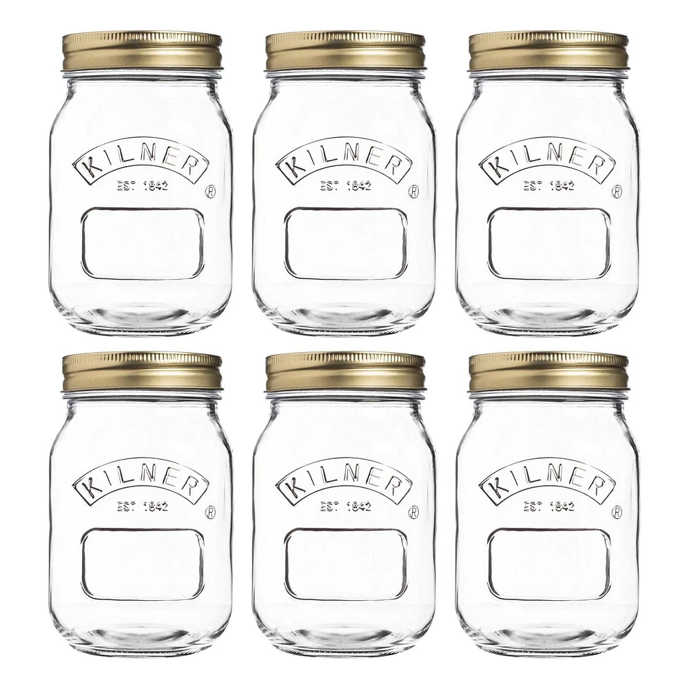 Kilner Pots mason en verre à ouverture régulière avec couvercles scellés, 500ml