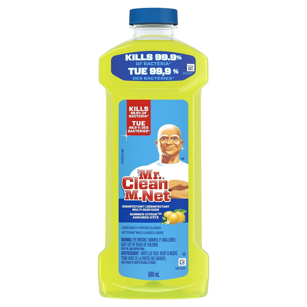 Mr. Clean Antibacterial Multi Surface Cleaner with Summer Citrus Scent, Disinfectant, All Purpose Cleaner, 1.21L