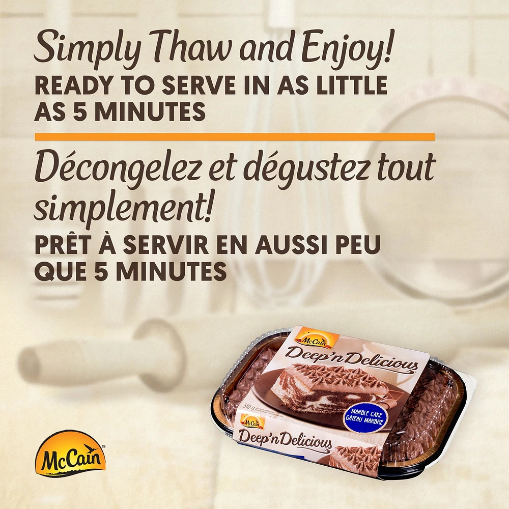 Gâteau marbré Deep’n Deliciousᴹᴰ McCainᴹᴰ, Fabriqué au Canada à partir d'ingrédients canadiens et importés 510g