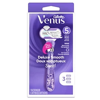 Rasoir Gillette Venus Doux Somptueux Twist pour femmes, manche de rasoir et de rechange