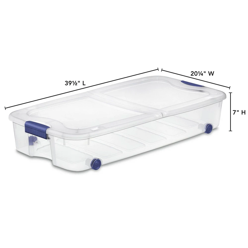 Sterilite Ultra™ 62 L Stadium Blue Wheeled Underbed Storage Box, 62 L
