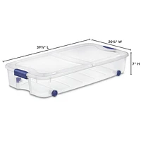 Sterilite Ultra™ 62 L Stadium Blue Wheeled Underbed Storage Box, 62 L