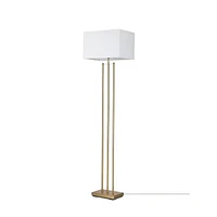 Lampe sur pied en métal de 62 pouces de la collection Soho par Novogratz x Globe Electric, laiton mat, abat-jour en lin blanc, 67775
