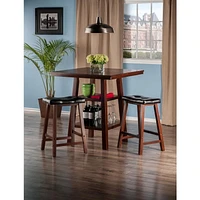 Winsome Orlando 3-Piece Set High Table, 2 Shelves with 2 Cushion Seat Stools - 94362