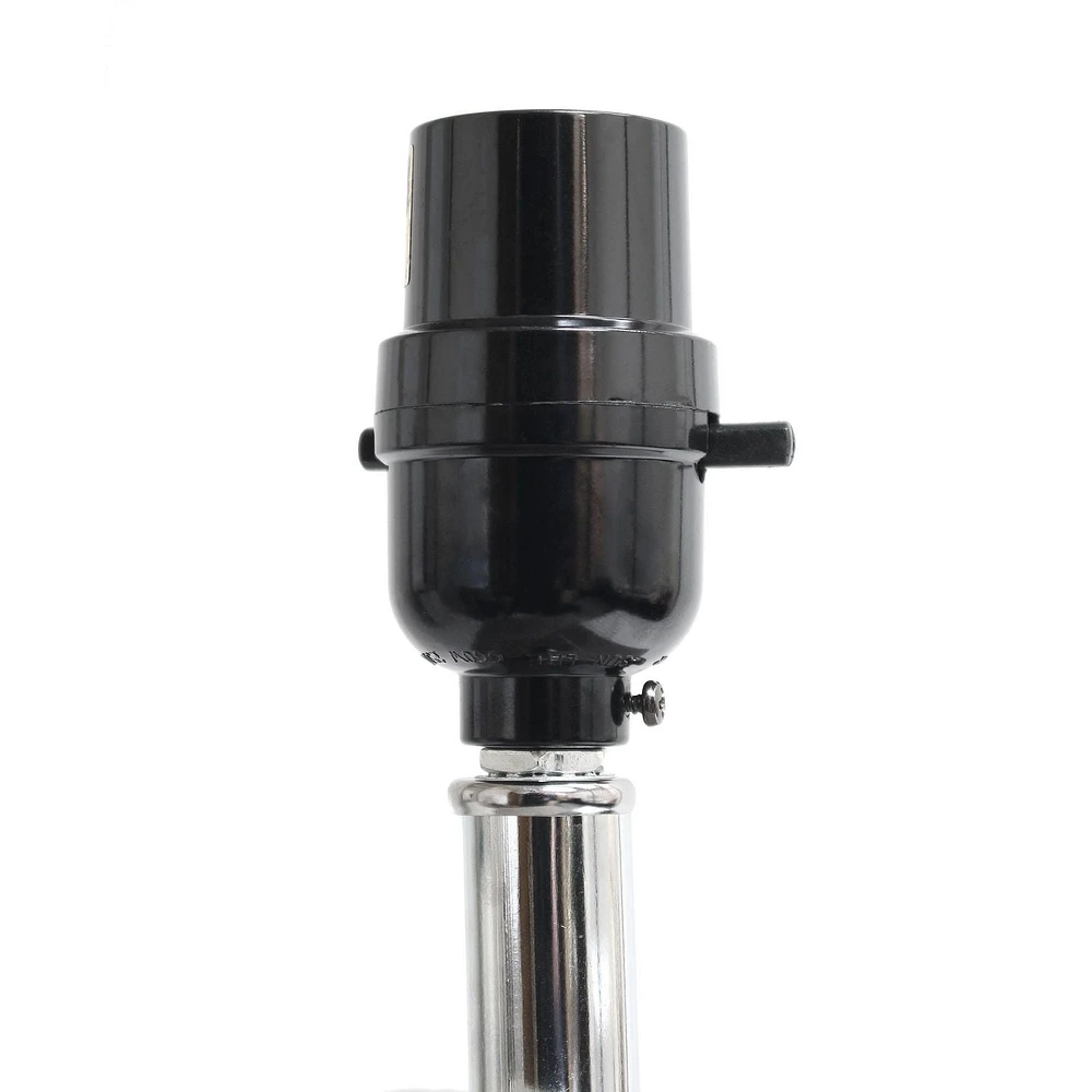 Elegant Designs Modern Leather Table Lamp with USB and White Fabric Shade