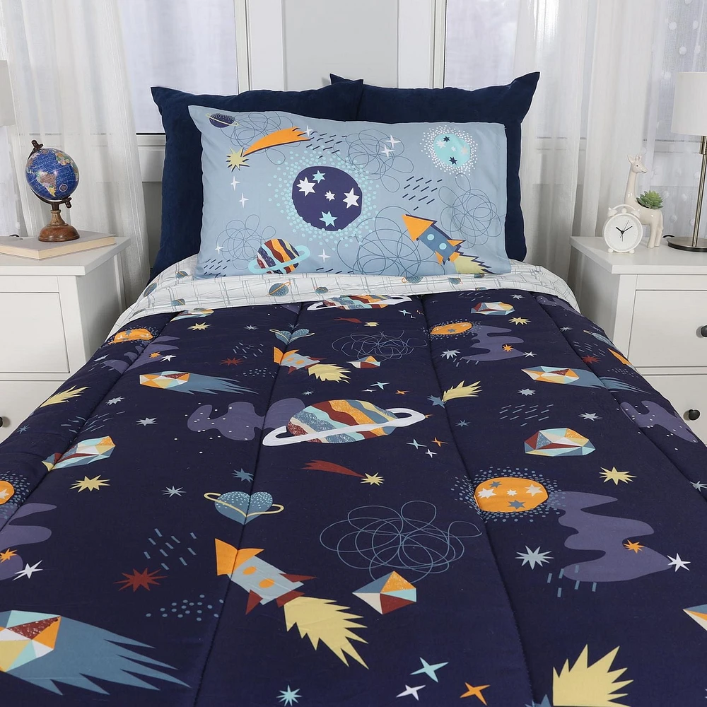 Parure de lit de 4 pièces pour lits jumeaux, Outerspace