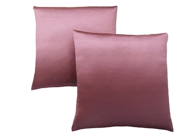 Monarch Specialties Pillows, Set Of 2, 18 X 18 Square, Insert Included, Decorative Throw, Accent, Sofa, Couch, Bedroom, Polyester, Hypoallergenic, Pink, Modern