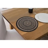 Jute Rond Placemat Black Mandala - Ensemble De 12