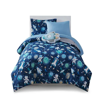 Mainstays Kids Rocket Bed-in-a-Bag, Twin, Double