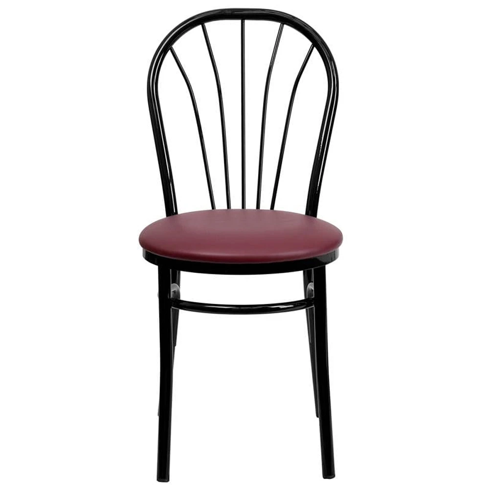 Flash Furniture Hercules Metal Dining Chair in Black and Burgundy