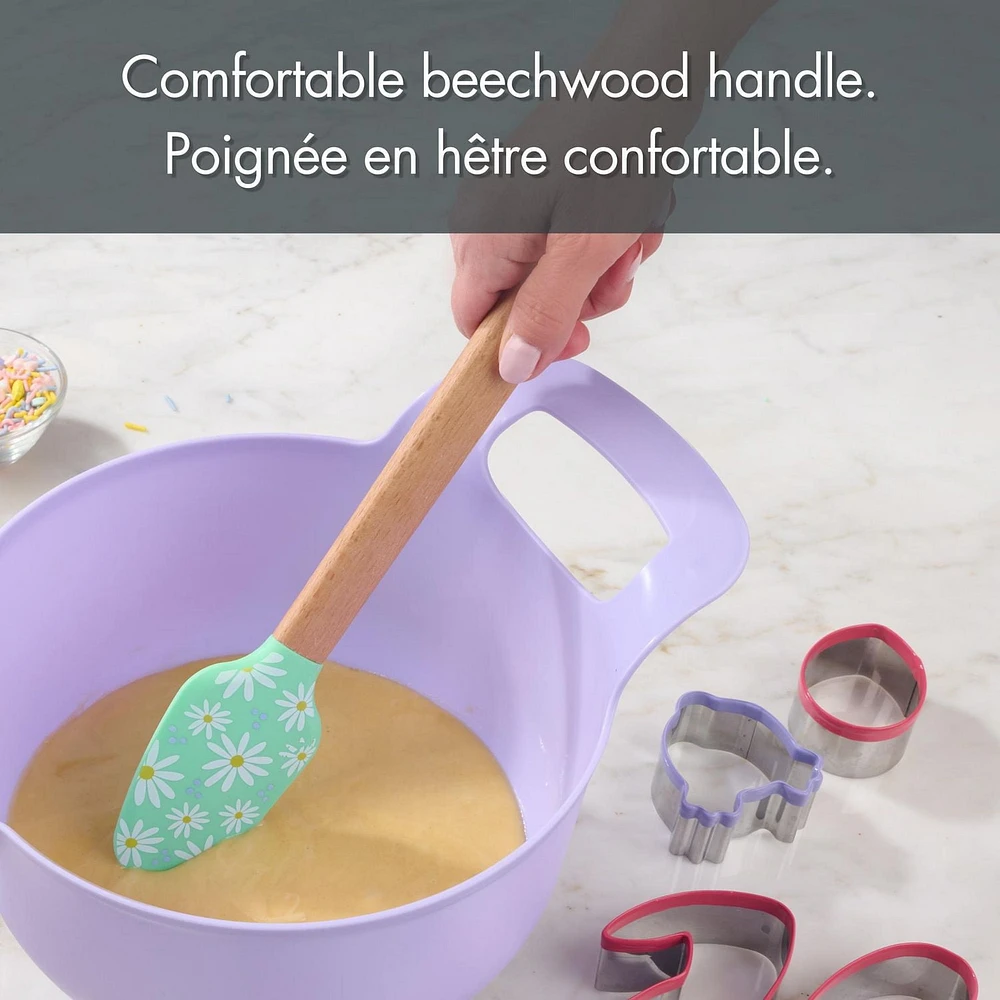 Spatule Way to Celebrate en Silicone de 12”, Marguerites, Verte