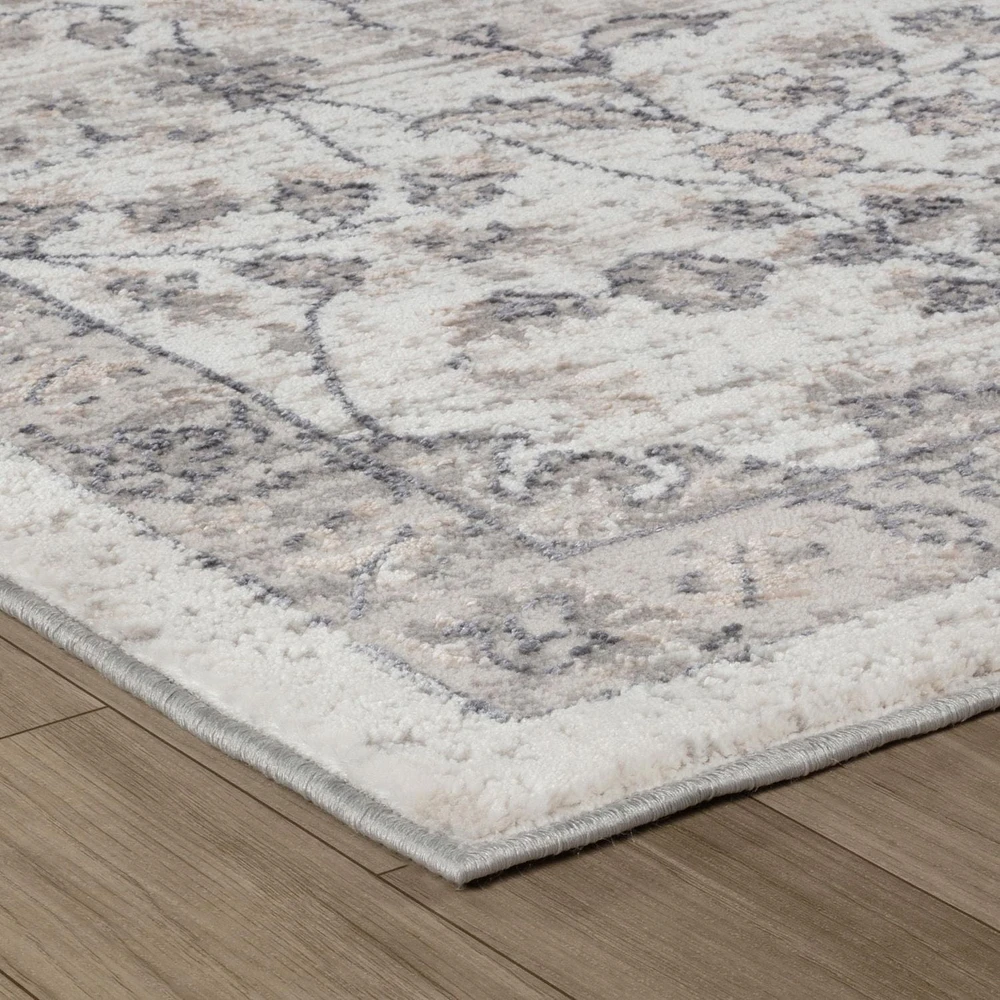 Tapis d'interieur classique Atlas Rug Branch, beige gris, motif floral - Salon, chambre, salle a manger et cuisine