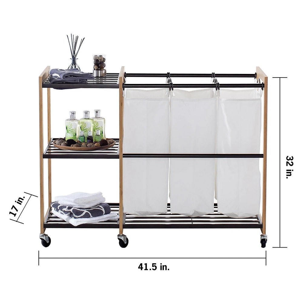 TRINITY EcoStorage 3-Bag Bronze Laundry Station w/Wheels