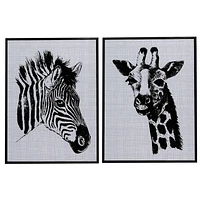 Encadré Toile Et Feutre Wall Art (Zebra / Girafe) (18 X 28) (Asst)-Set of 2