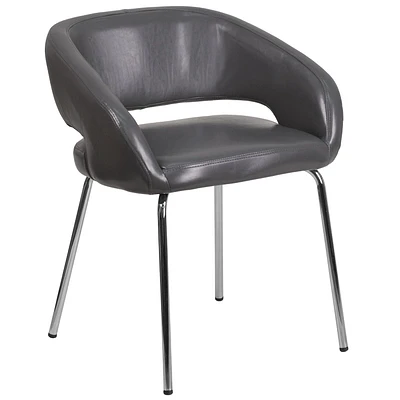 Chaise de réception contemporain auxiliaire en cuir gris de la série Fusion