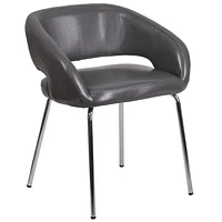 Chaise de réception contemporain auxiliaire en cuir gris de la série Fusion