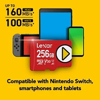 Lexar Play 256 Go MicroSDXC Carte mémoire numérique, Micro SDXC Mémoire numérique 256GO MicroSDXC