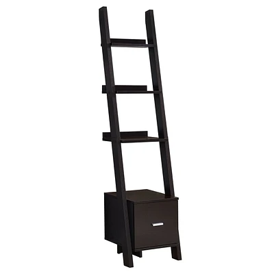 Monarch Specialties Bookshelf, Bookcase, Etagere, Corner, Ladder, 69"h, Office, Bedroom, Laminate, Brown, Contemporary, Modern