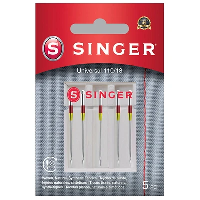 Aiguilles universelles à coudre à la machine SINGER®, grosseur 110/18 - 5 unités Aiguilles universelles à coudre à la machine
