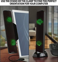 GOgroove SonaVERSE LED Speaker for Laptop Computer - USB Powered Clip-On Sound Bar with Mini Portable External Speaker Design for Monitor, Back Switch for Power - Audio Input and Power (Green)