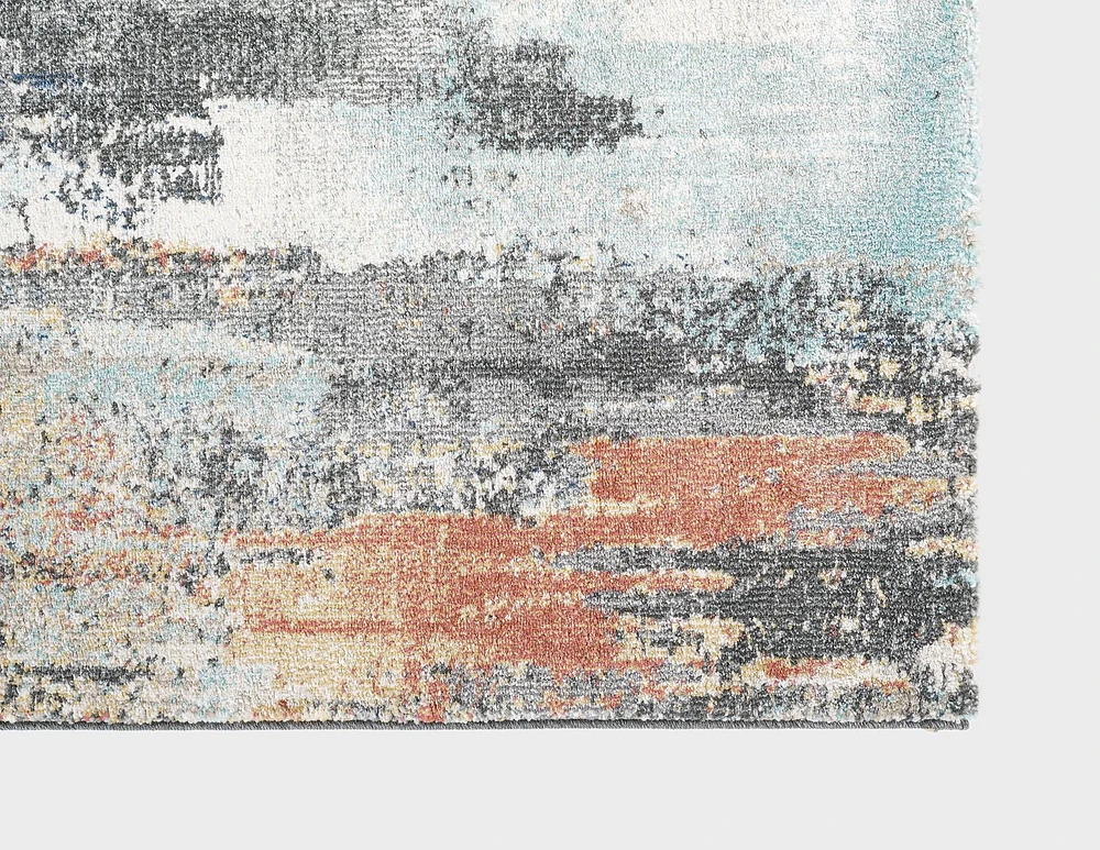 Tapis tissé Cranfield rouge foncé et bleu pâle