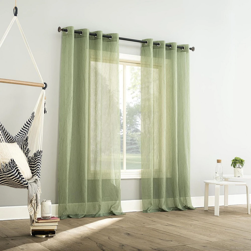 Mainstays Crushed Voile 2-Pack Sheer Grommet Curtain Panel Pair, 2 panels, sheer
