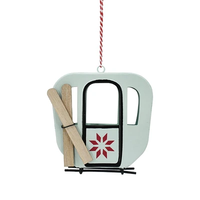 Holiday Time Winter Chalet Metal Ski Gondola Ornament, Blue