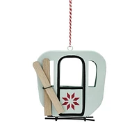 Holiday Time Winter Chalet Metal Ski Gondola Ornament, Blue