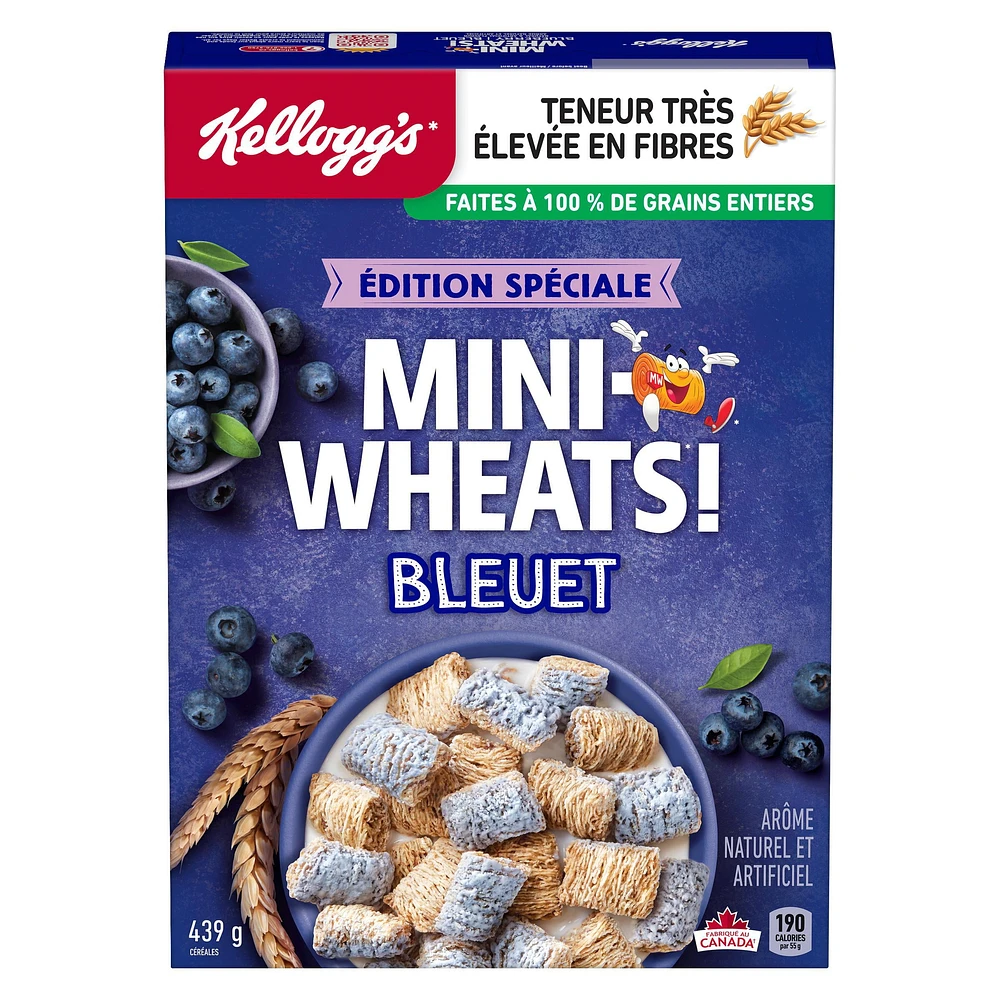 Kellogg's Mini-Wheats Cereal, Blueberry Flavour 439 g, Special Edition