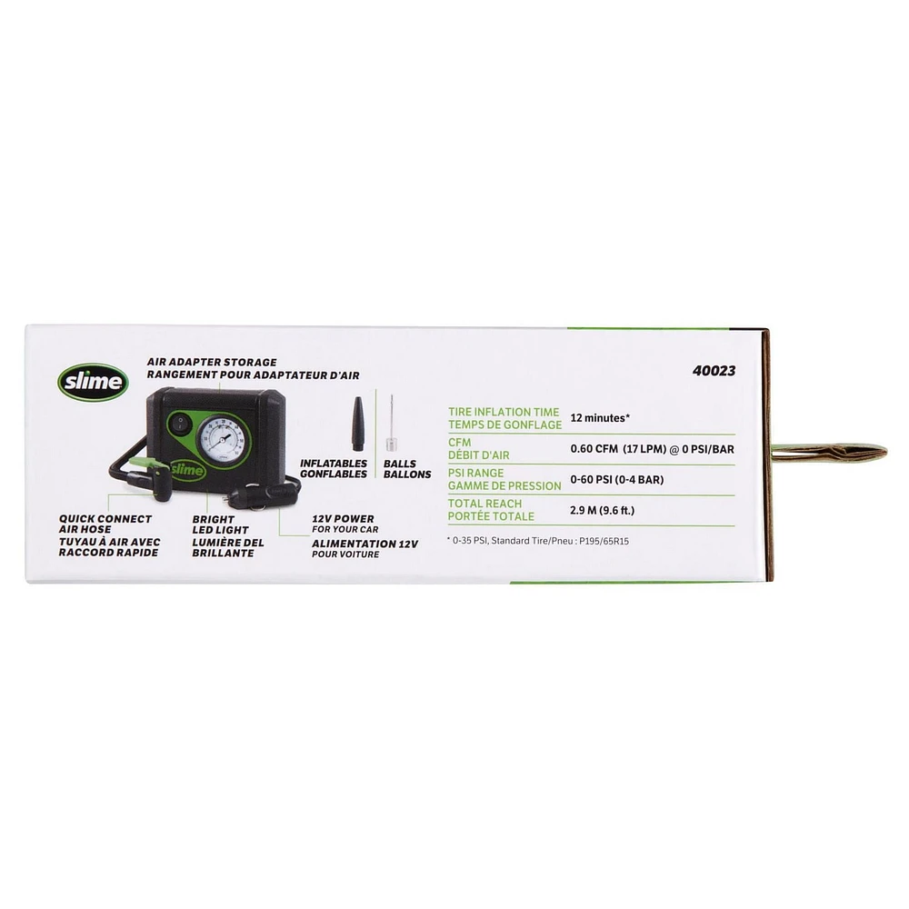 Slime 12V Tire Inflator Jr, 12 minutes